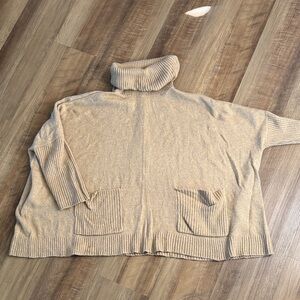 LOFT Camel Ribbed Turtleneck Sweater